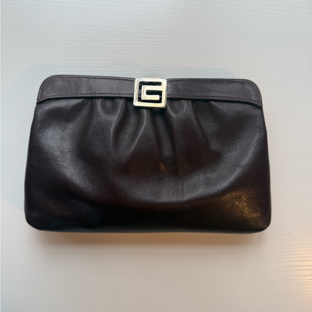 Runway Chic Mahogany Leather Clutch
